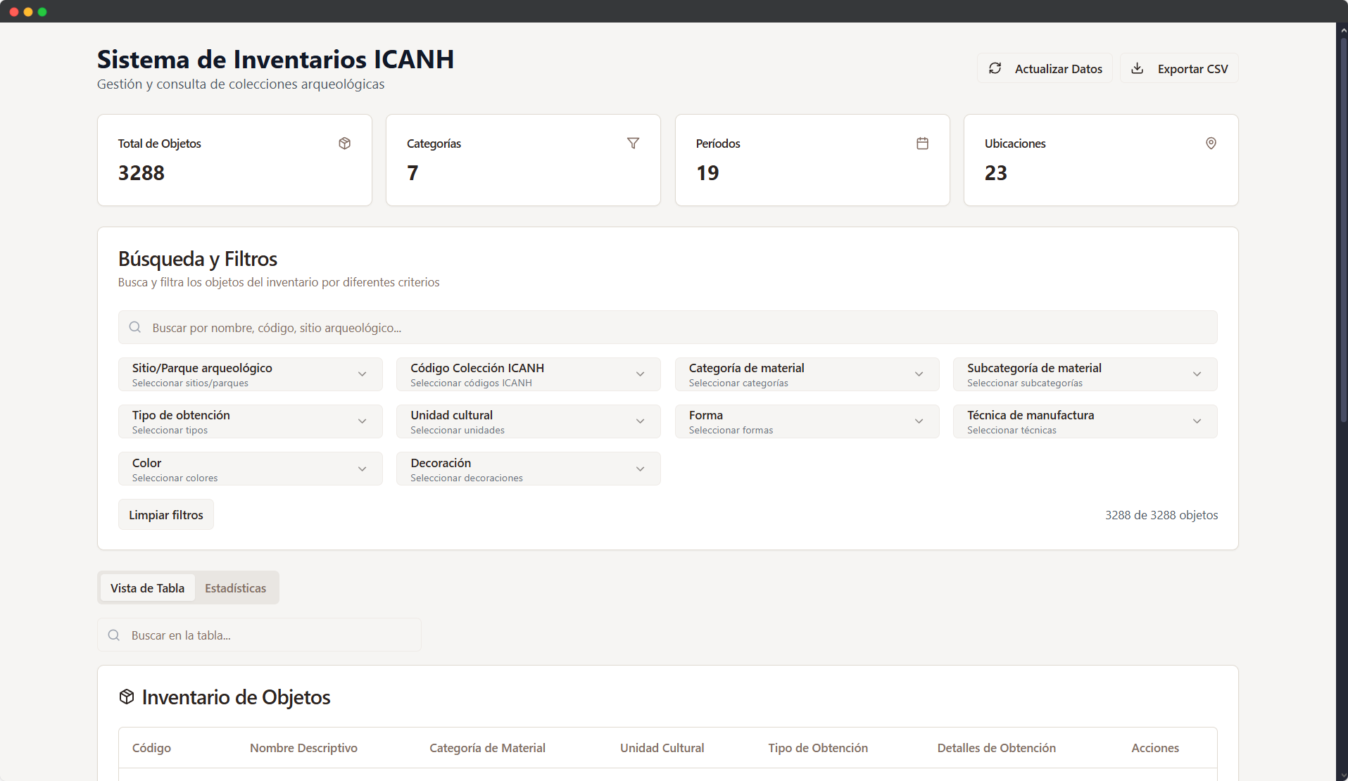 Archaeological Inventory System — SIARQ